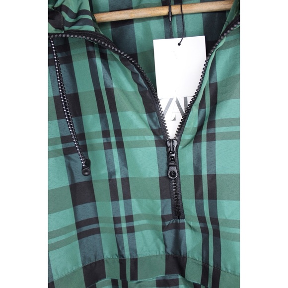 Zara Checked Hooded Lightweight Jacket Large Retro - Picture 11 of 16